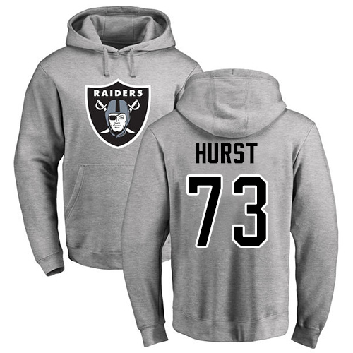 Men Oakland Raiders Ash Maurice Hurst Name and Number Logo NFL Football #73 Pullover Hoodie Sweatshirts